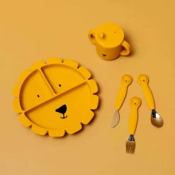 Set de 3 couverts en silicone et acier inoxydable Mr. Lion