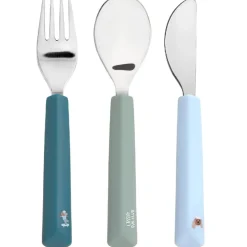 Set de 3 couverts silicone & acier inoxydable Tiny team Chien