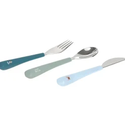 Set de 3 couverts silicone & acier inoxydable Tiny team Chien