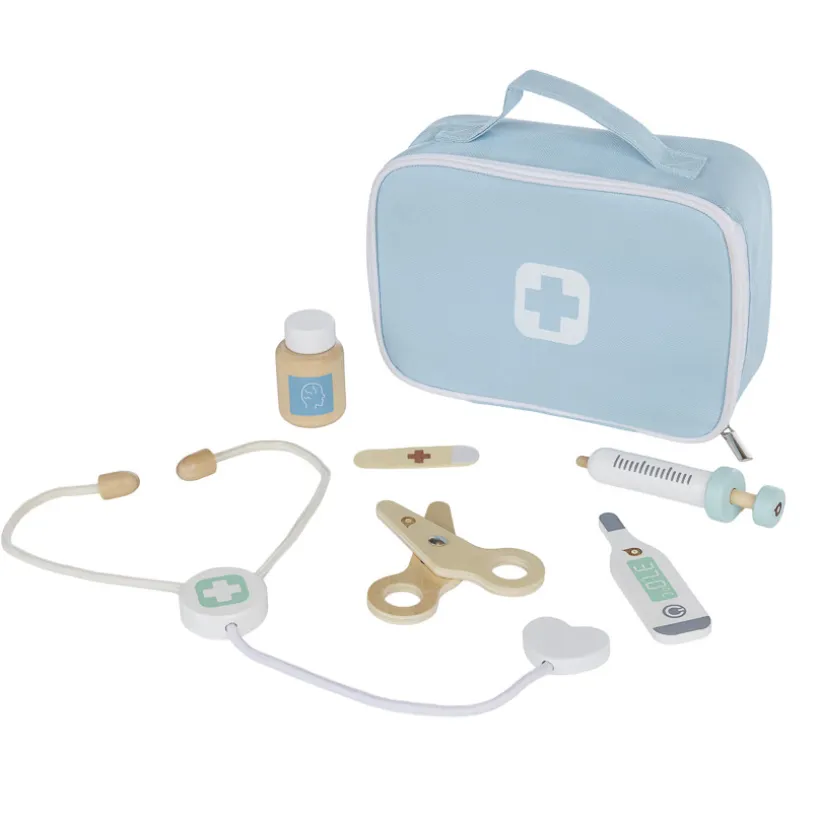 Set de docteur en bois bleu