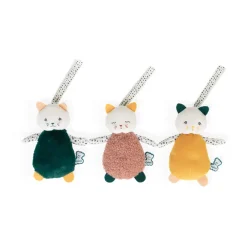 Set de 3 doudous chat sensoriels 15cm
