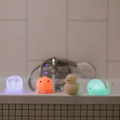 Set de 4 jouets de bain lumineux en silicone Animaux marins