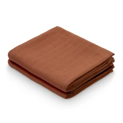 Set de 2 langes en mousseline de coton - Caramel