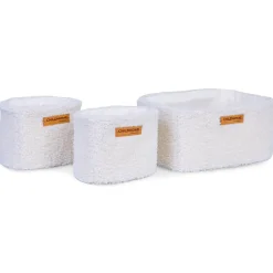 Set de 3 paniers rangement à suspendre Teddy Ecru