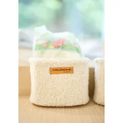 Set de 3 paniers rangement à suspendre Teddy Ecru