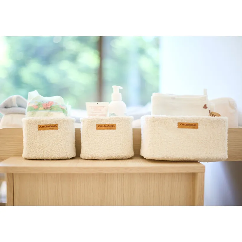 Set de 3 paniers rangement à suspendre Teddy Ecru