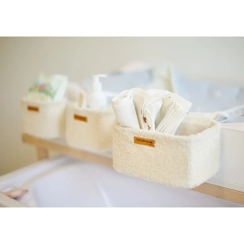 Set de 3 paniers rangement à suspendre Teddy Ecru