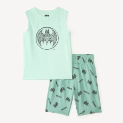 Set de pyjama court 2 pièces débardeur + short imprimé Batman Warner pour garçon