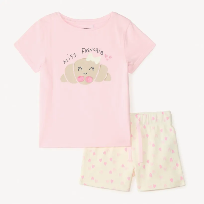 Set de pyjama court 2 pièces petit-déjeuner pour fille