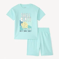 Set de pyjama court 2 pièces t-shirt + short print fantaisie pour garçon
