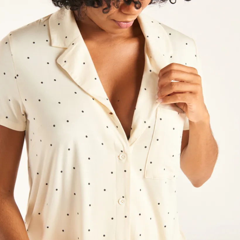 Set de pyjama 2 pièces chemise + short avec bandeau haut pour femme enceinte