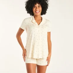 Set de pyjama 2 pièces chemise + short avec bandeau haut pour femme enceinte