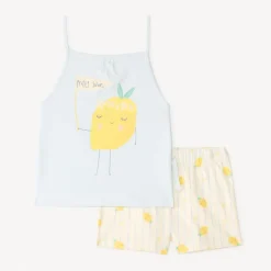 Set de pyjama 2 pièces débardeur + short motifs citron pour fille