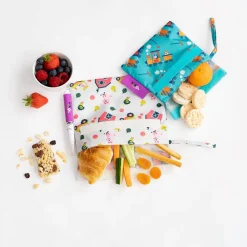 Set de 2 sacs à goûter Snack & Doodle avec tapis de dessins à l'eau Ferme/Trains