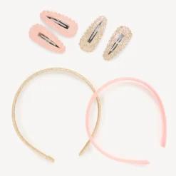 Set de 2 serre-têtes + 4 barrettes à paillettes pour fille