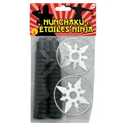 Set jouets nunchaku et étoiles ninja factices