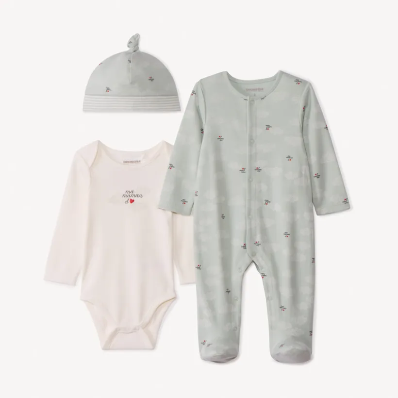 Set naissance 3 pièces "Ma maman d'amour" pour bébé