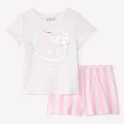 Set 2 pièces de pyjama t-shirt + short Hello Kitty pour fille