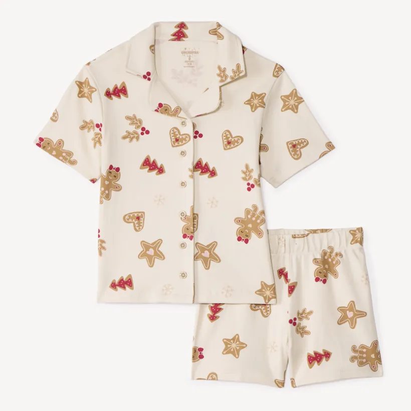 Set pyjama court en interlock imprimé Noël pour fille
