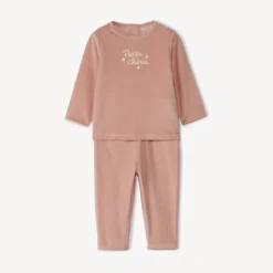 Set pyjama en velours print fantaisie pour bébé fille