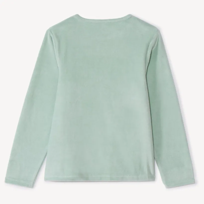 Set pyjama en velours printé uni pour fille