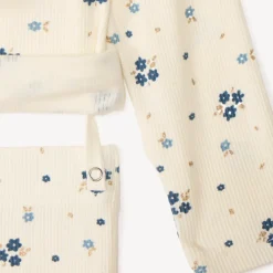 Set pyjama long côtelé imprimé fleuri pour bébé fille