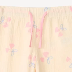 Set pyjama long côtelé motifs cerises/cœurs pour fille