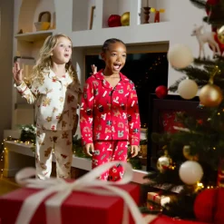 Set pyjama long en interlock imprimé Noël pour fille