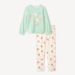 Set pyjama 2 pièces en velours cœurs fantaisies pour fille