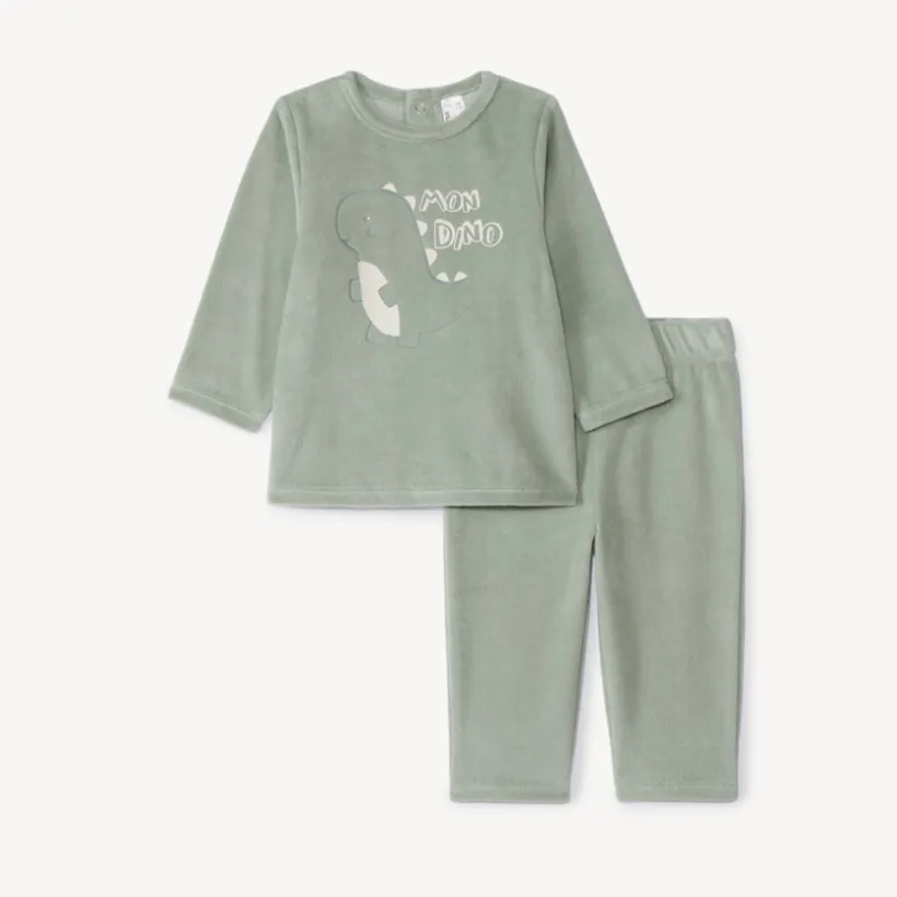 Set pyjama 2 pièces en velours fantaisie pour bébé