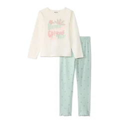 Set pyjama 2 pièces fantaisie avec bas à pois pour fille