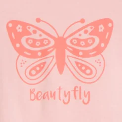 Set pyjama 2 pièces unis avec print papillon pour fille