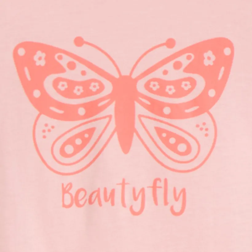 Set pyjama 2 pièces unis avec print papillon pour fille