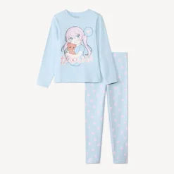 Set pyjama printé manga et imprimé cœurs pour fille