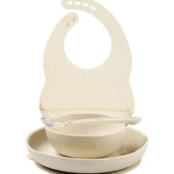 Set repas avec bavoir silicone Argile/Etoiles