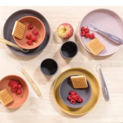 Set Repas enfant Ourson - Silicone - Blanc/beige - 4 pcs