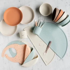 Set repas enfant - Silicone - Nature/ours - 4 Pcs