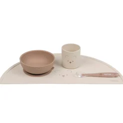 Set repas enfant - Silicone - Nature/ours - 4 Pcs