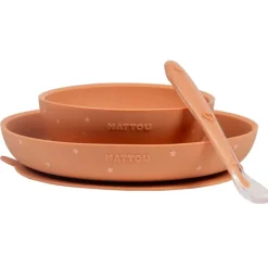 Set Repas enfant - Silicone - Terracotta/étoiles - 3 pcs