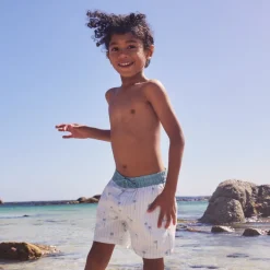 Short de bain imprimé palmiers et rayé pour garçon