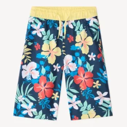Short de bain long imprimé fleuri pour garçon