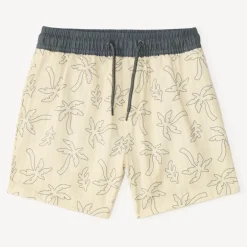 Short de bain à rayures avec imprimé palmier pour garçon