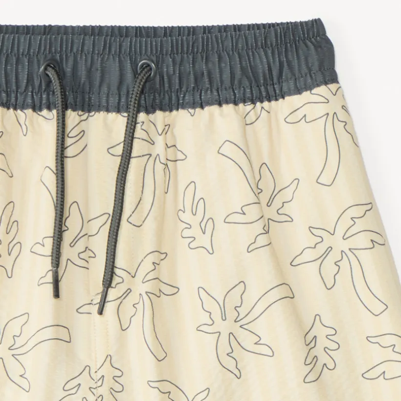 Short de bain à rayures avec imprimé palmier pour garçon