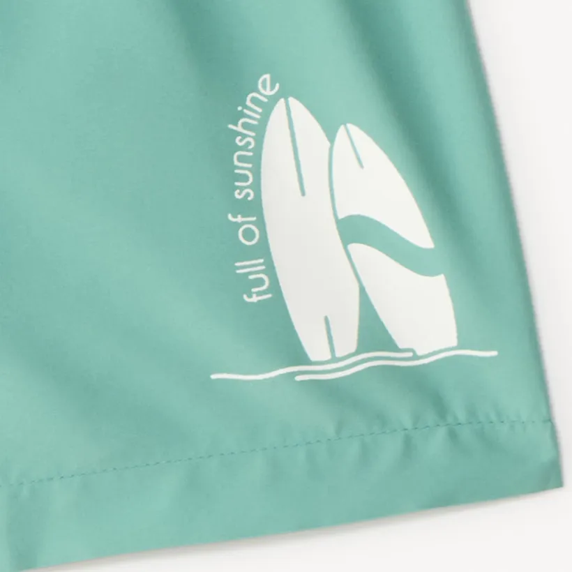 Short de bain uni print surf pour garçon