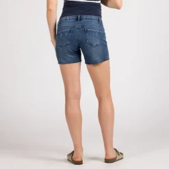 Short de grossesse en jean effet usé avec bandeau haut