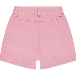 Short denim overdyed uni à boutons pour fille