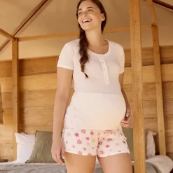 Short de pyjama de grossesse avec bandeau haut et imprimé fleuri