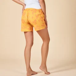 Short de pyjama en voile imprimé feuillage pour femme