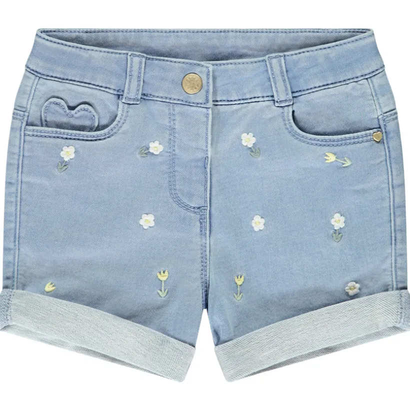 Short effet denim avec broderie fantaisie pour bébé fille