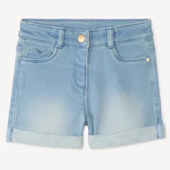 Short effet jean à poche cœur pour bébé fille